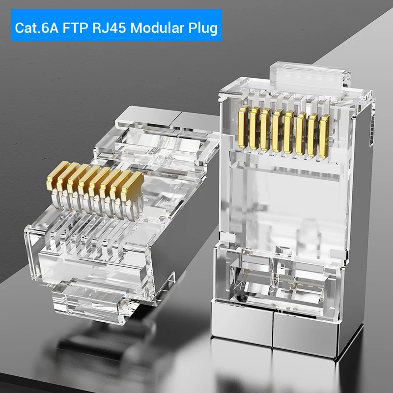 usb c data cable Vention Cat7 RJ45 Connector Cat7/6/5e STP 8P8C Modular Ethernet Cable Head Plug Gold-plated for Network RJ 45 Crimper Connectors usb to hdmi cable Cables & Adapters