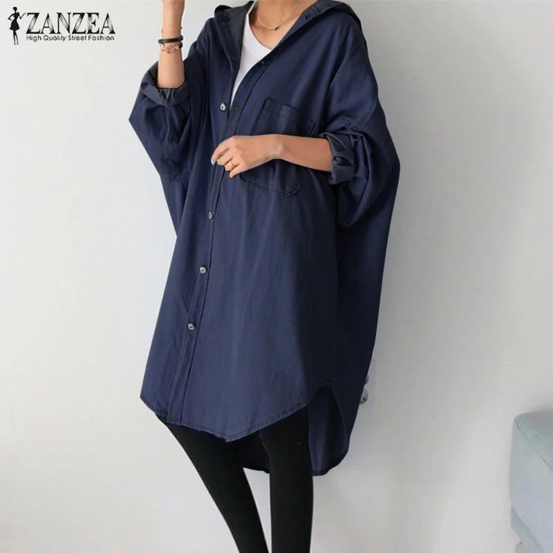 incredible  Women's Asymmetrical Outwear 2019 ZANZEA Elegant Denim Blue Coats Cardigans Sleeve Button Jackets F