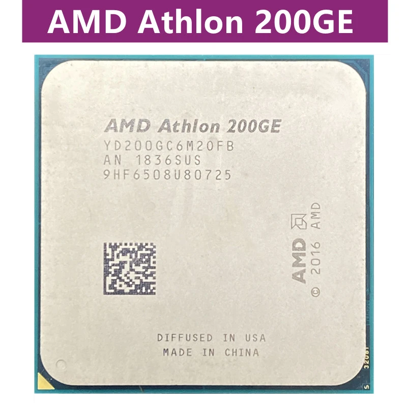 AMD Athlon 200GE X2 200GE 3.2 GHz Dual-Core Quad-Thread CPU Processor YD200GC6M2OFB / YD20GGC6M2OFB Socket AM4