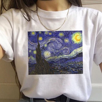 

Vincent Van Gogh Harajuku Aesthetic t shirts Women Oil Painting Ullzang Funny T-shirt 90s Vintage Tshirt Fashion Top Tees Female