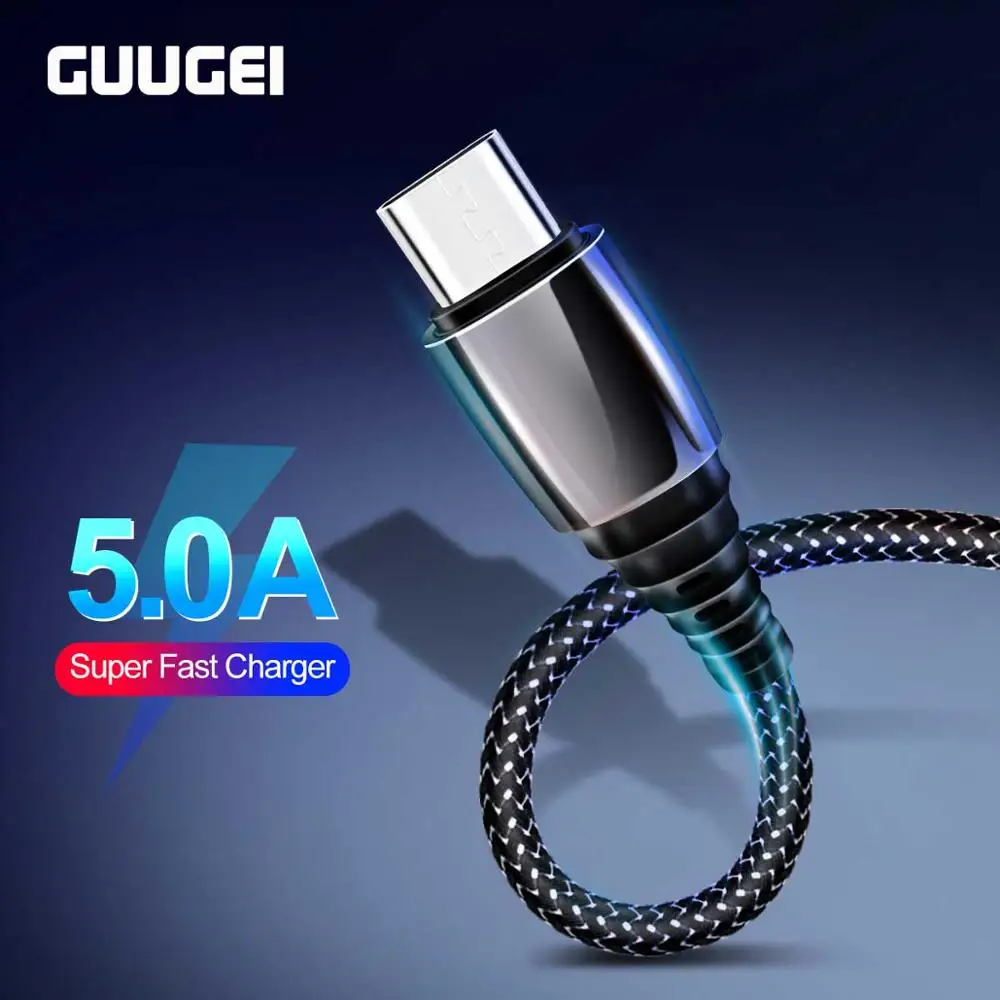 GUUGEI 5A type C USB кабель для быстрой зарядки USB C кабель для зарядки телефона из цинкового сплава с нейлоновой оплеткой type-C провод для передачи данных для смартфона