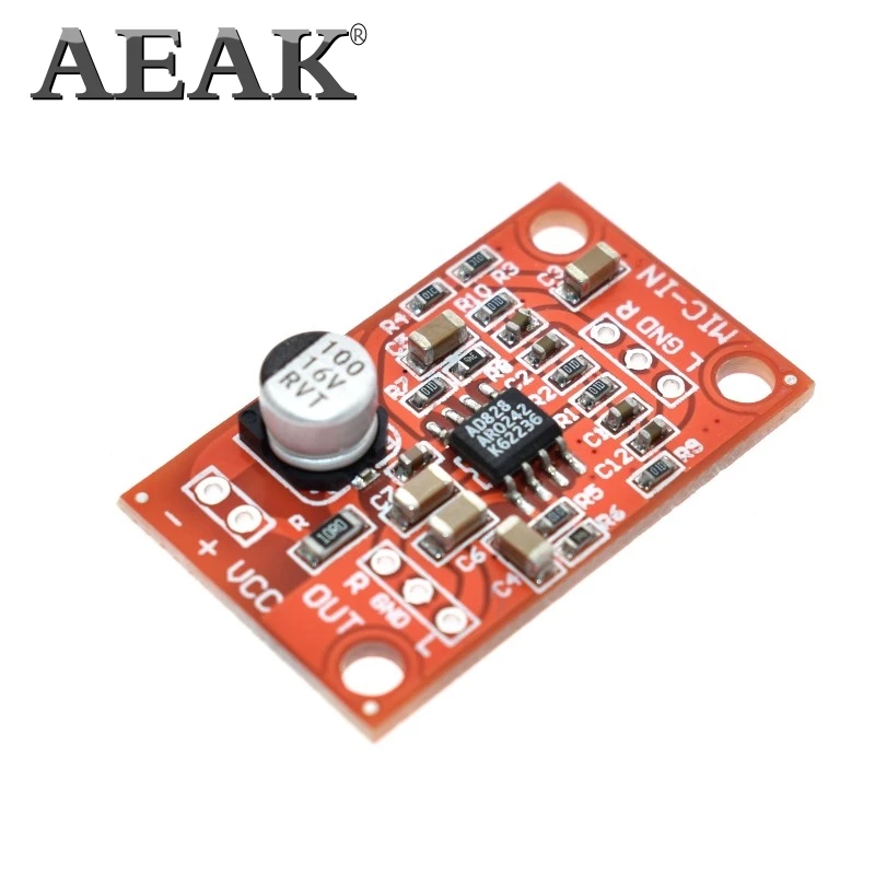 AEAK DC 3 8 V 15V AD828 стерео Динамический микрофон предусилитель доска микрофона Модуль