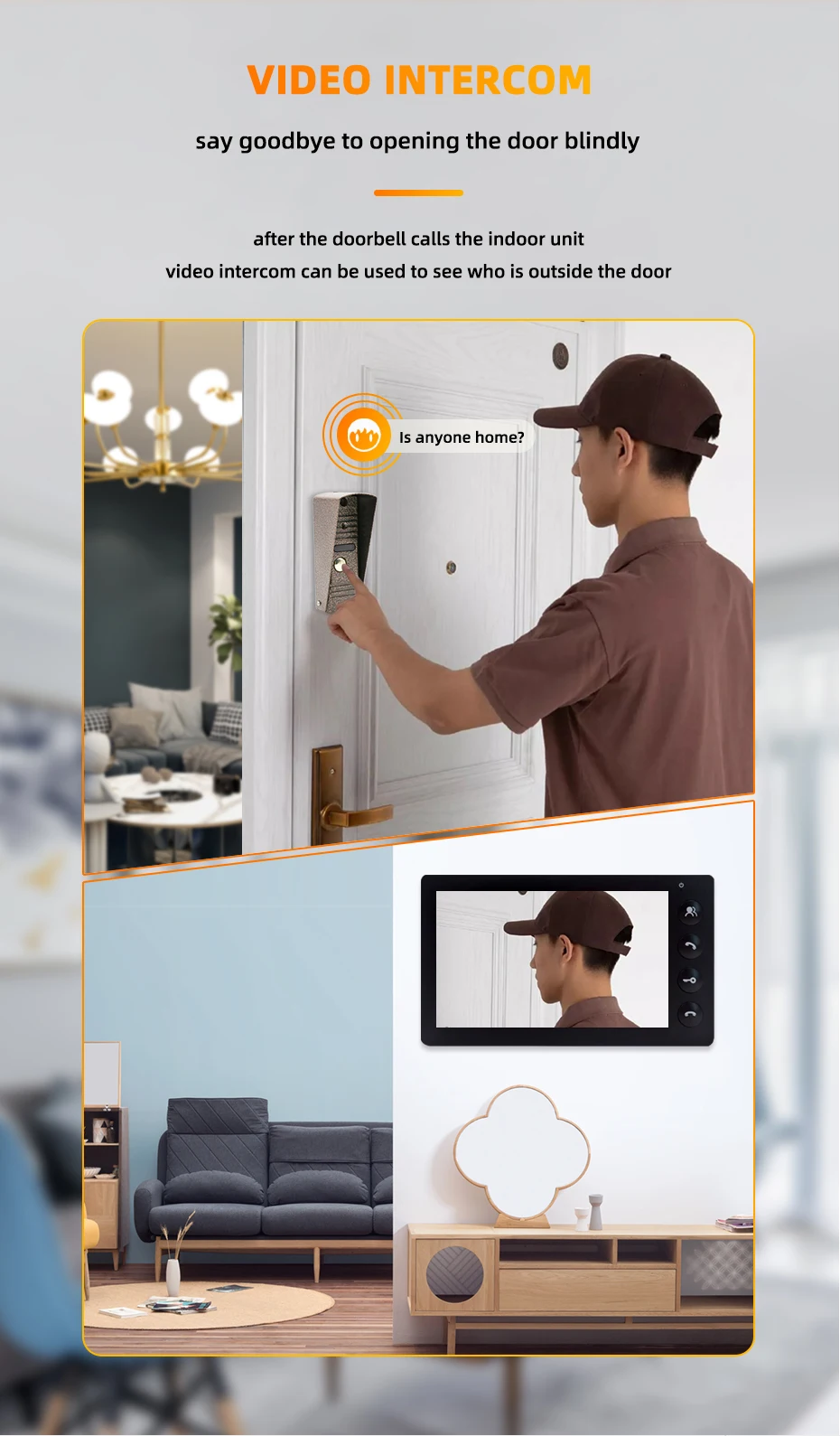 intercom with camera HomeFong 7 Inch Video Intercom for Home Door Phone System Apartment Video Doorbell Camera supports Unlocking Talk Waterproof door intercom with camera
