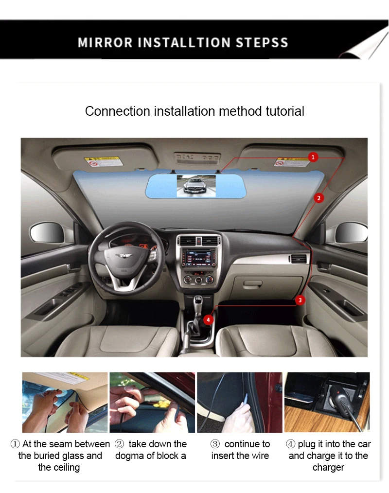 5 Inch Driving recorder dual recording1080P night vision rear view car video recorder DVR full touch screen support 64G TF card vehicle blackbox dvr