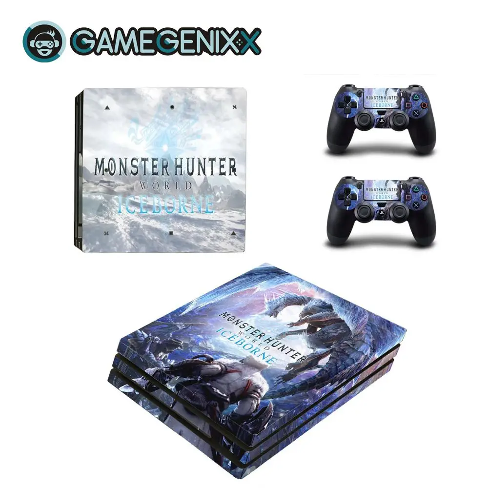 GAMEGENIXX виток винилопласта с наклейкой для консоли PS4 Pro и 2 контроллера-Monster Hunter World