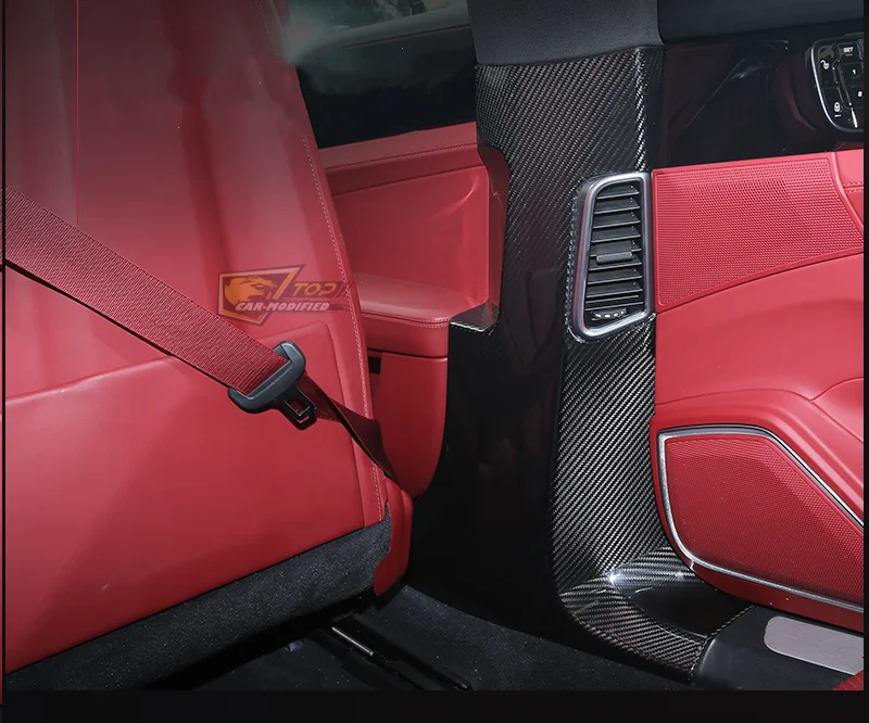 1-Carbon fiber interior panel B pillar Protective sticker for 17-20 New Panamera,Modified trims for Porsche 971 panamera