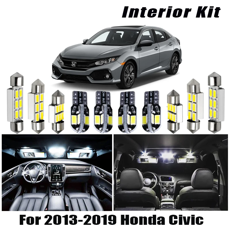 Комплект светодиодного освещения для салона Honda Civic 2013 2019 без ошибок 9x|Сигнальная