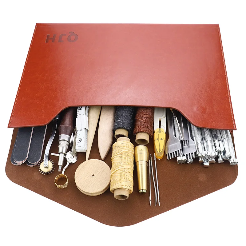 Leather Craft Tool Kit For Hand Stitching Sewing Punch Carving Saddle Groover US 
