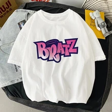 Graphic Tee T-Shirt Short-Sleeve Harajuku Bratz Summer Letter Print Casual