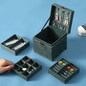 

Vintage Jewelry Box Organizer Portable Travel Jewellery Ornaments Case Storage box 12*12*12cm
