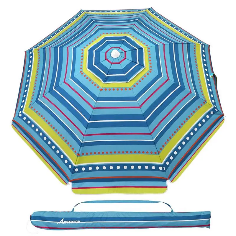

MOVTOTOP 1PC Dot Pattern Beach Umbrella UV Protection With Aluminum Pole Portable Wind Beach Umbrella Adjustable Sand Umbrella
