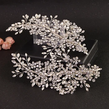 

YouLaPan Wedding Hair Clip Stunning Silver Bridal Hair Accessories Exquisite Rhinestone Bridal Headband Head Jewelry HP253