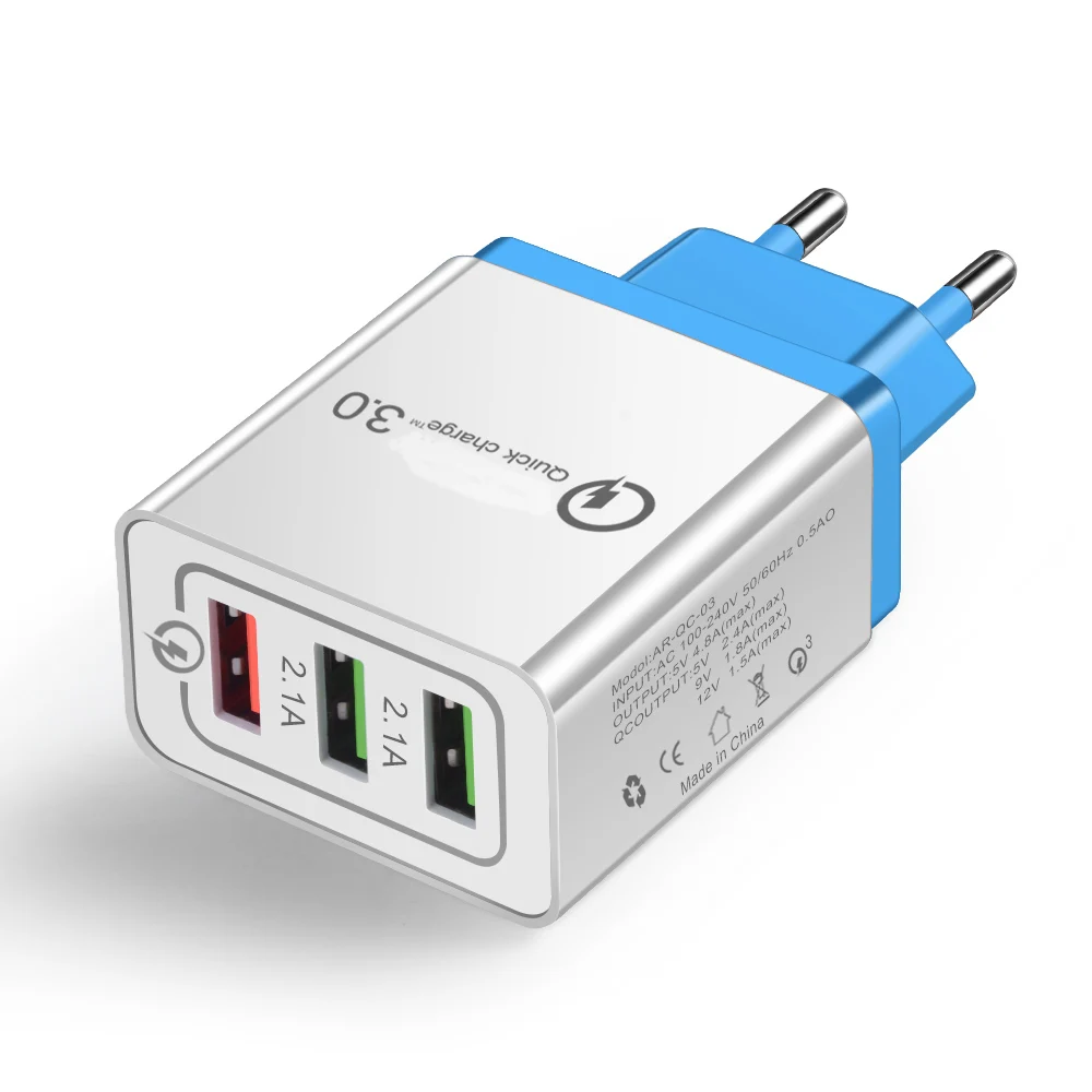 

Fast Charger Adapter EU US Plug 3 USB 3.0 Quick Charge QC3.0 Charging for Samsug for Iphone for Huawei for Xiaomi Mobile Phone