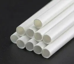 White ABS Round Plastic Pipe Tube Hollow Pipe OD 2/2.5/3/4/6/8mm x Length 250mm