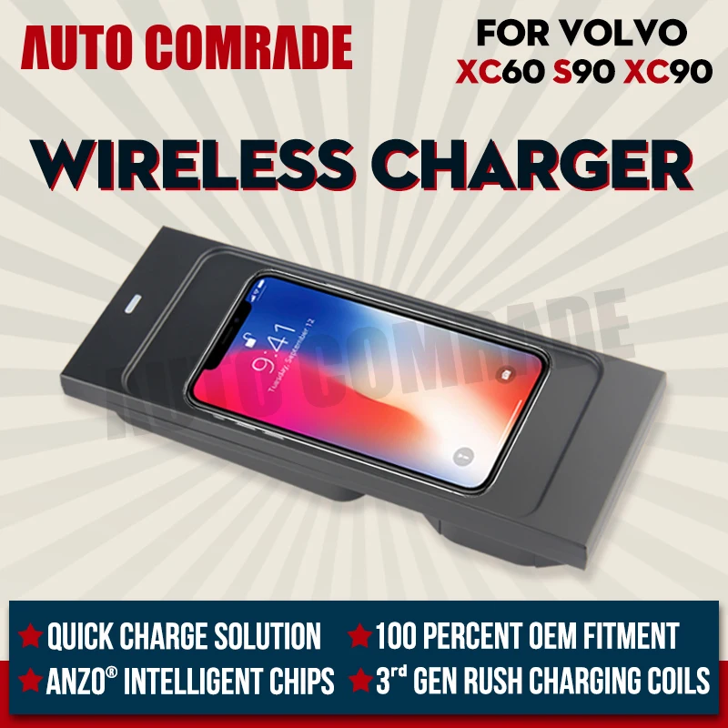 

15W Car Wireless Charger QI Charging Plate Fast Charding Pad Vehicle Wireless Charger For VOLVO XC60 XC90 S90 V90