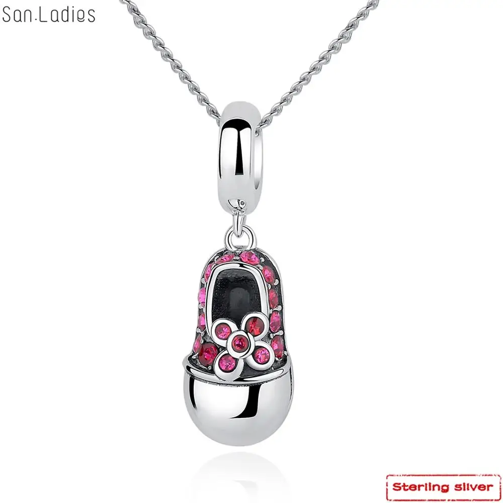 

San.Ladies Brand Nice Shoes charm pendant necklace 925 Sterling Silver Beads Charms DIY Necklace Pendant S925 Fine Jewelry