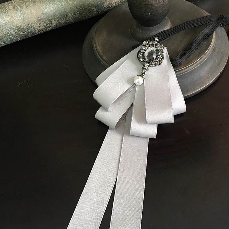 Ribbon Bowtie Галстук-платок с бантом из ленты для мужчин и женщин, деловые, свадебные, Клубные, вечерние, пиджак с бабочкой, сплав, стразы, кристалл, Униформа, заколки, галстук-бабочка - Цвет: Ribbon Bowtie