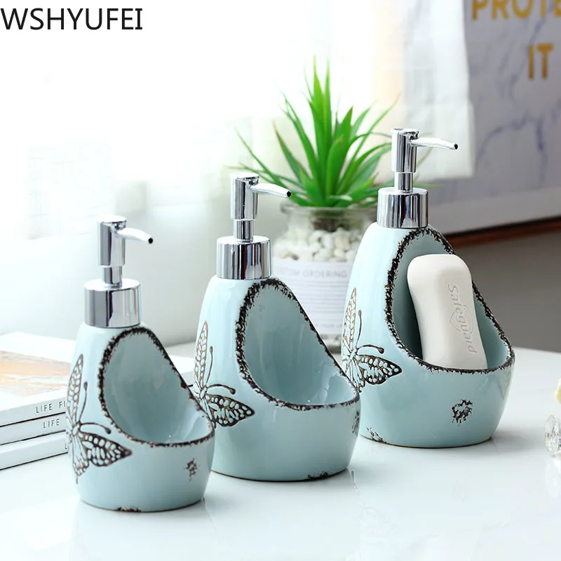 Nordic creative hand sanitizer bottle Hand-painted ceramic lotion bottle soap dispenser Hotel clubhouse bathroom decoration Nordic creative hand sanitizer bottle Hand-painted ceramic lotion bottle soap dispenser Hotel clubhouse bathroom decoration