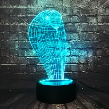 

2017 Animal Cobra Snake Head Shape 3D LED USB Lamp Creative Colorful Night light Touch Table Lighting Desktop Decor Lampshade