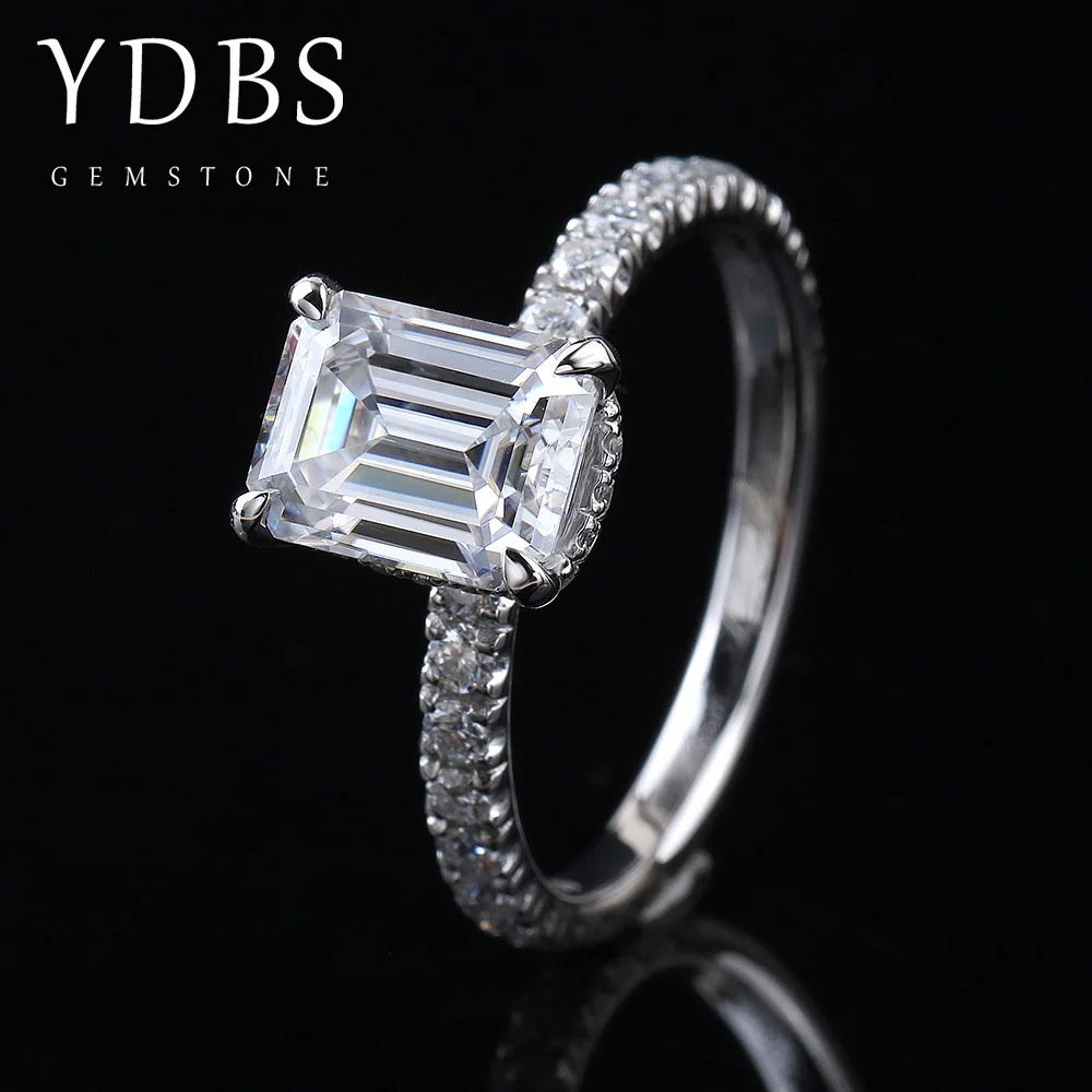 2.5ct 7x9 мм DF VVS изумрудно-отличный крой Муассанит Обручение кольцо 14k белое золото