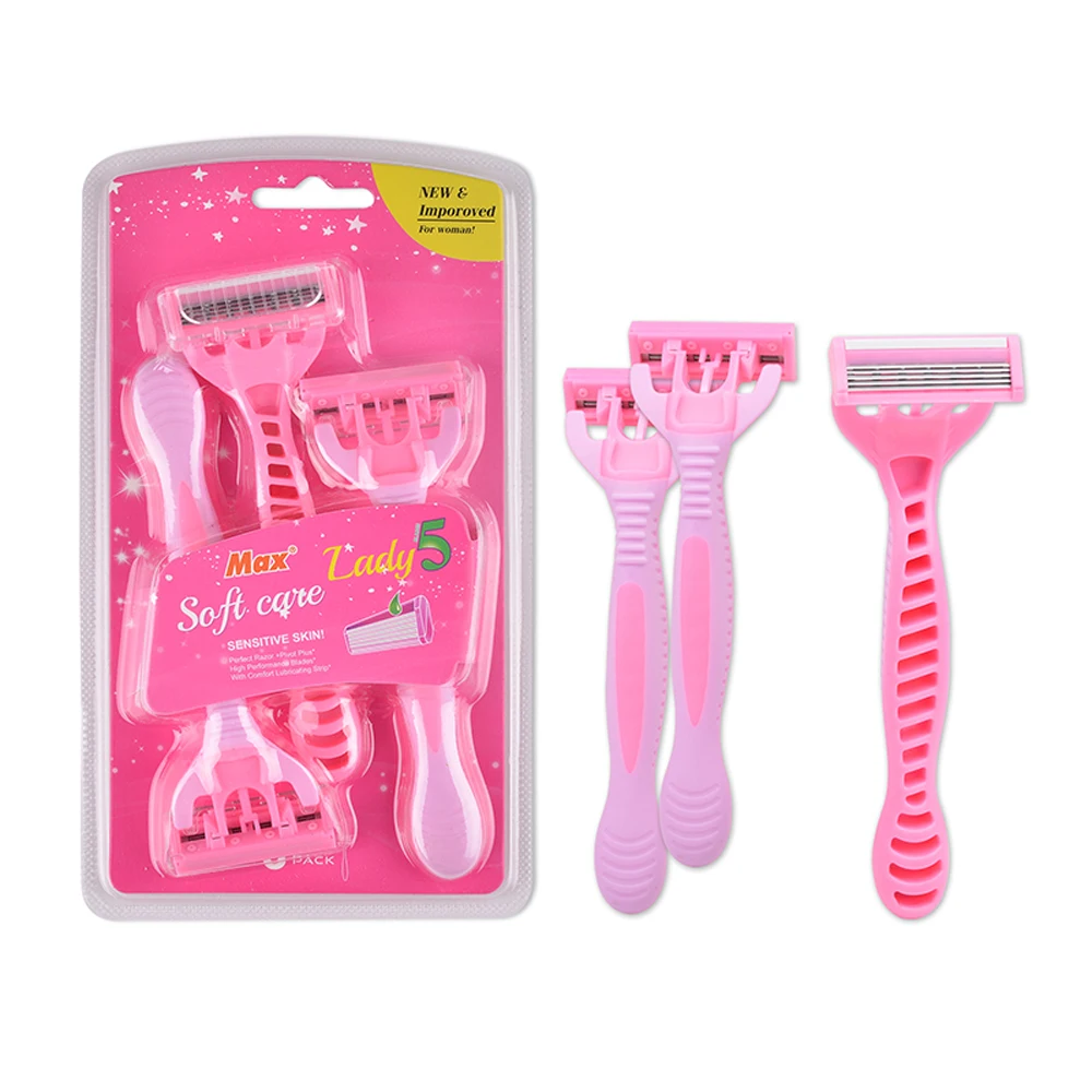

3PCS/lot Razor Blade Women Beauty Safety Female Sharpener Razor 5 Layers Women Hair Remover Bikini Beauty Tool Body Hair WT005