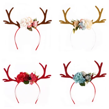 

4Sets Girls Kids Christmas Deer Antlers Ear Party Hair Headband