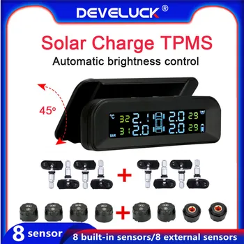 

TPMS Original Wireless HD Solar Charge Car Tire Pressure Alarm Monitor System Display Turn On with Vibration with 4/5/8 Sensors