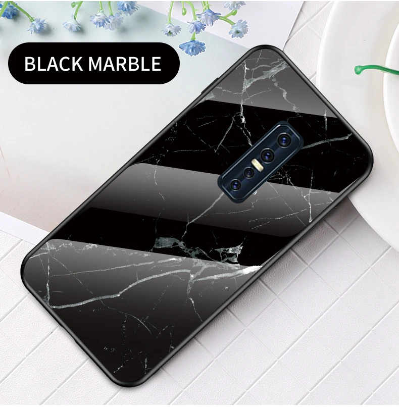 ДЛЯ Vivo V17 Pro Чехол мраморный глянцевый закаленное стекло Мягкий Силиконовый противоударный жесткая задняя крышка для телефона для Vivo V17Pro чехол 6,44 дюймов