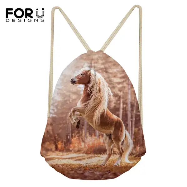 FORUDESIGNS/модные мини-сумки с рисунками лошади фантазия, Белая обувь с карманами и рисунками животных для девочек рюкзак для путешествий - Цвет: CDWX3709Z3