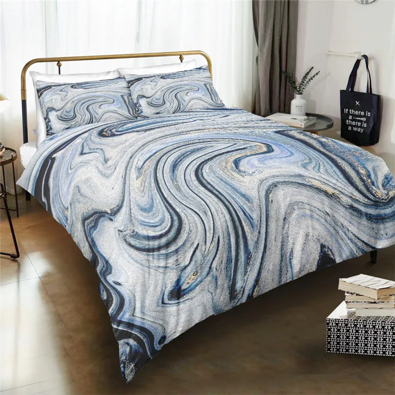 

Comforter Bedding set queen size marble printed duvet cover with pillowcase 3pcs bed linen luxury bedclothes full bed set