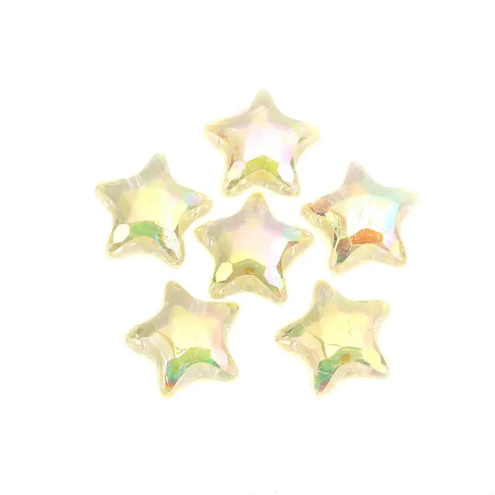 Doreenbeads Новинка 50 шт./лот акриловые бусины конфеты пентаграмма Звезда Форма Радуга AB цвет свободные разделители бусины для самостоятельного изготовления ювелирных изделий - Цвет: Yellow Star