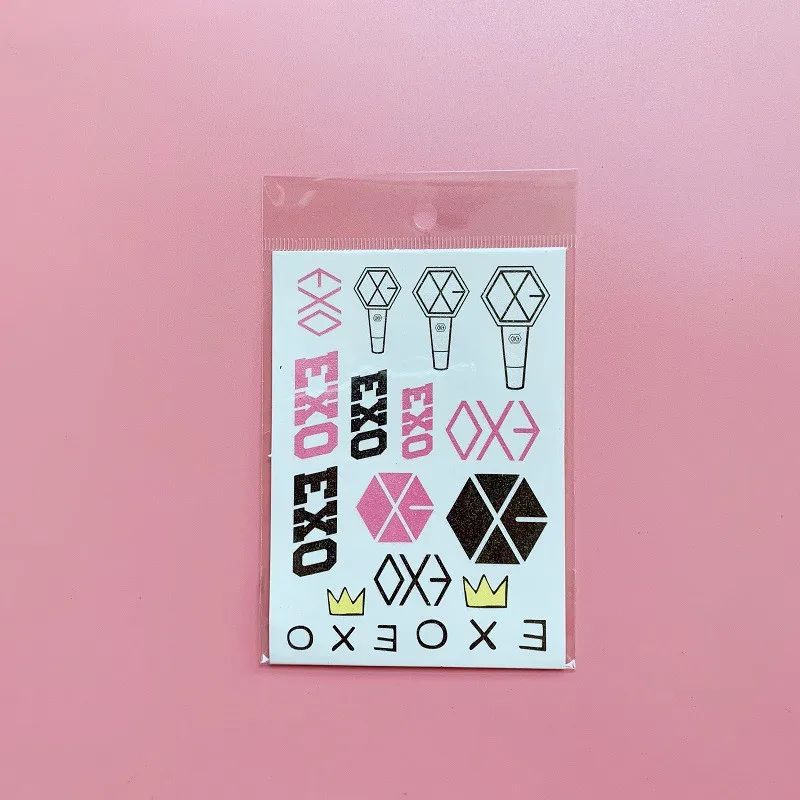 KPOP BLACKPINK TWICE GOT7 EXO IZONE SEVENTEEN наклейка тату с блестками 10*14 см - Цвет: EXO