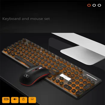 

Keyboard And Mouse Wireless Charging Set Rainbow LED Human Body Optical Key Cap Clavier Gamer Klavye