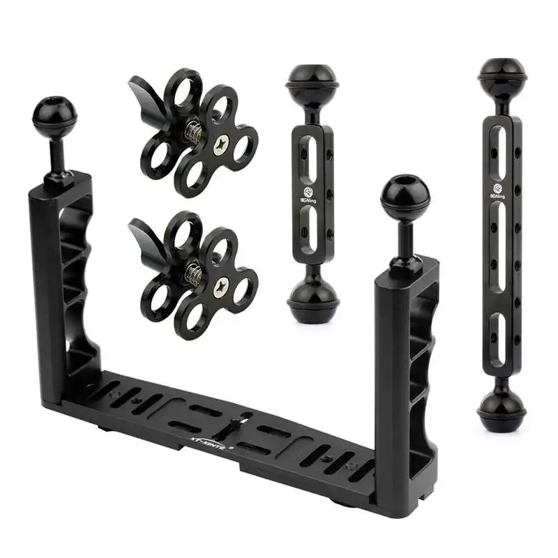 US $56.13 Cnc Scuba Diving Underwater Light Arm System Triple Clamp Tray Bracket Handle Grip Stabilizer Rig For Video Dslr Cam Torch