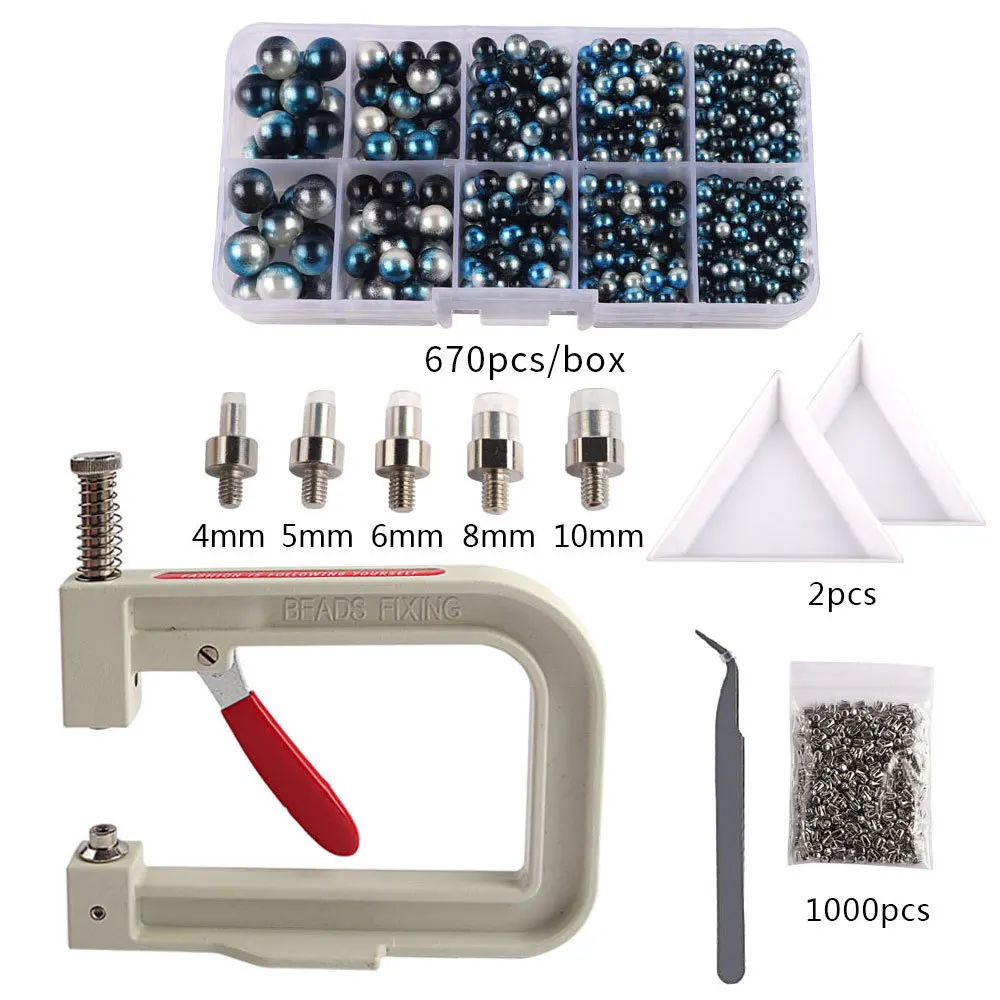 Imitation ABS Pearl Bead Nailing Hole Free Ball Claw Nail Set DIY Portable Handmade Press Manual Drilling Machine For Clothes