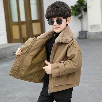 

2021 Winter Kids Clothes Fashion Jacket For Boys Fleece Velvet Baby Boys Coat Children Outerwear Thick Warm Coat For Boys D220