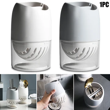 

Kitchen Storage Chopsticks Tube Multifunctional Round Plastic Double-layer Hollow Drain Diatom Mud for Household UD88