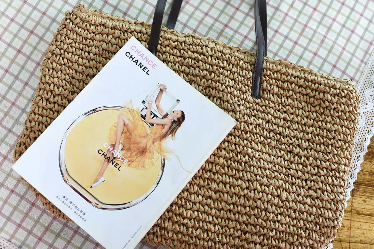 Oversized Straw Beach Bags for Summer 2021 with Leather Strap
