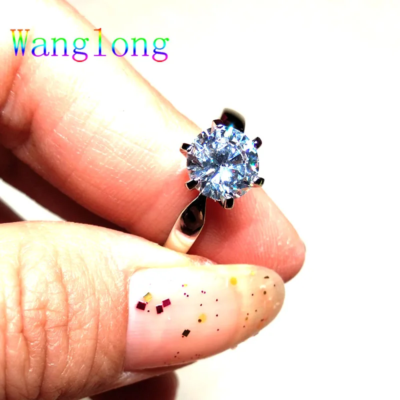 Wanglong кольцо с шестью лапами из циркония, медное покрытие, белое золото, много размеров, 6, 7, 8, 9, 10#, Круглый 8 мм кубический цирконий для женщин, ювелирные изделия