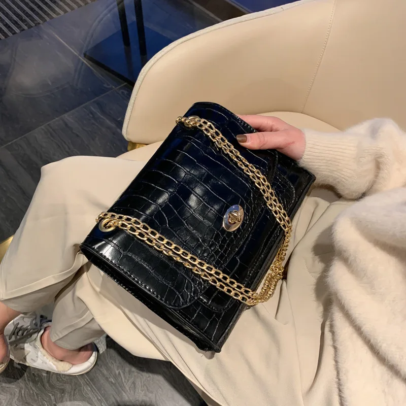 

New Arrival Bag Women's 2020 New Style Fashion Korean-style Versatile Crocodile Pattern Retro CHIC Chain Shoulder WOMEN'S Bag