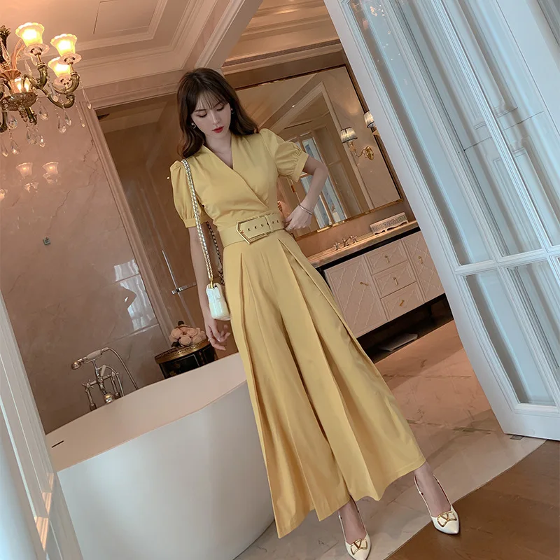 summer-2020-sheer-elegant-jumpsuit-women-jumpsuit-short-lantern-sleeve-yellow-playsuit-trousers-bodysuit-combi-pantalon-femme