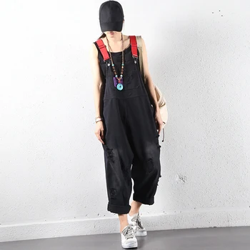 

Suspender Jumpsuit Spaghetti Strap Female Ripped Jeans Denim Romper Distressed Vintage Summer Baggy Dungarees Overalls Women