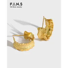 F.I.N.S корейские серьги S925 в простом стиле вогнутые матовые