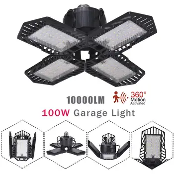 

Floodlight Garage Light Folding Induction High Bay Light With Motion Sensor Mining Light Floodlight 100W Simple Installation