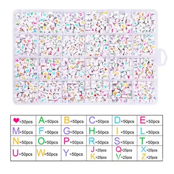

1200Pcs Acrylic Letter Beads White Round Letter Beads Alphabet Beads A-Z and Heart Bead Bracelet Necklace Jewelry Making