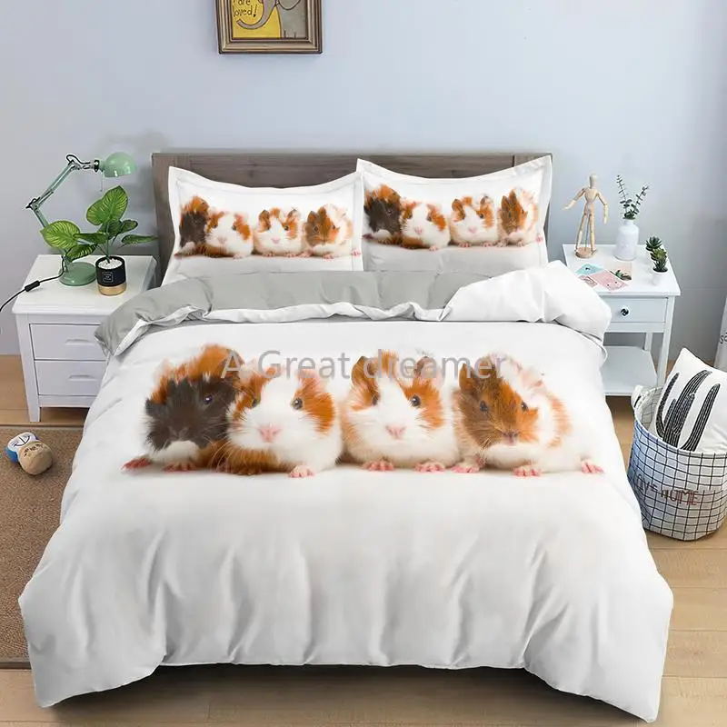 

Guinea Pig Bedding Set Cute Mouse Animal Comforter Bed Linens For Kids Boys Girls Teens Quilt Cover 3D Printed Duvet Cover