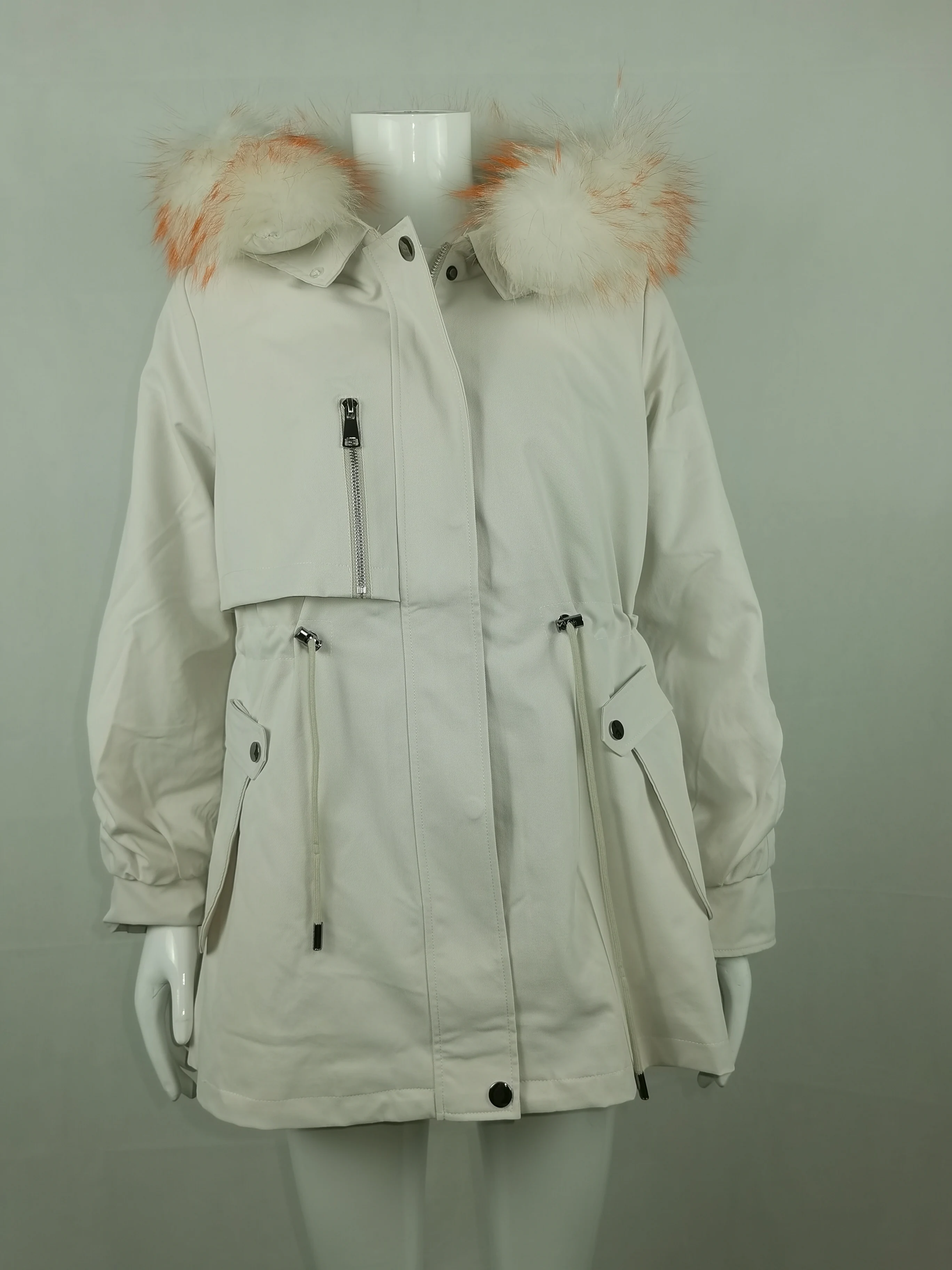 2021 Hooded Parka With Real Raccoon Fur Collar Winter Jacket Women Casual Adjustable Waist Female Rex Rabbit Liner Coat | Женская одежда