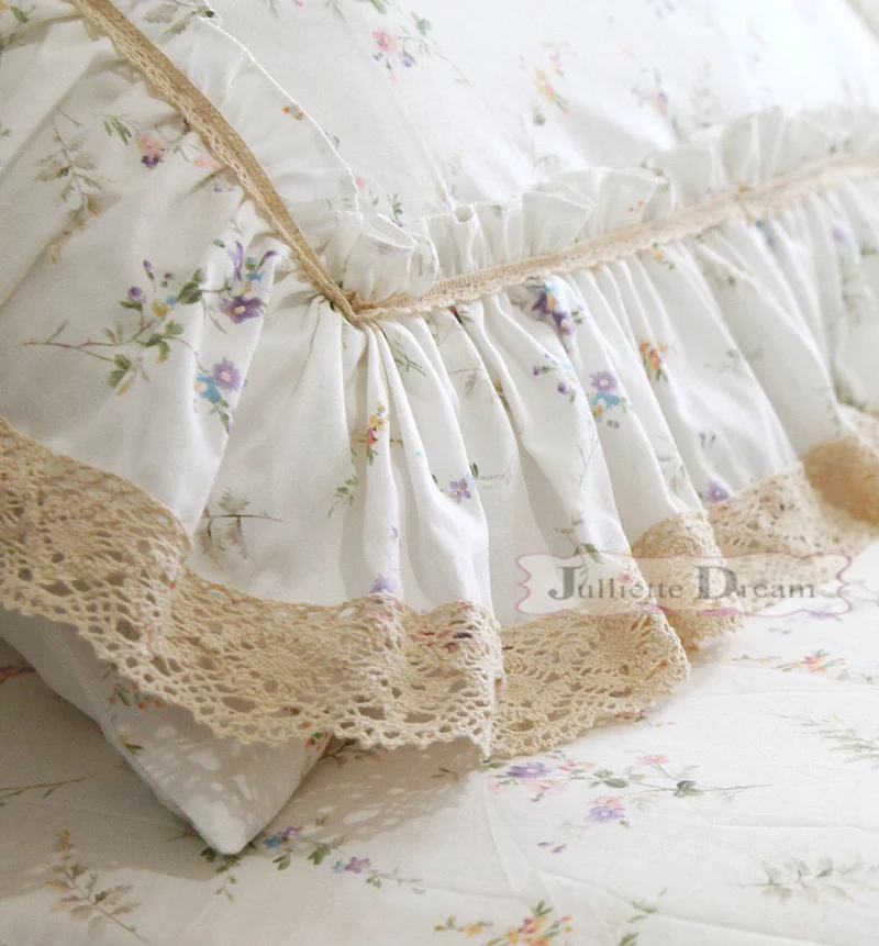 Algodão Ruffle Lace Fronha, fronhas de cama,