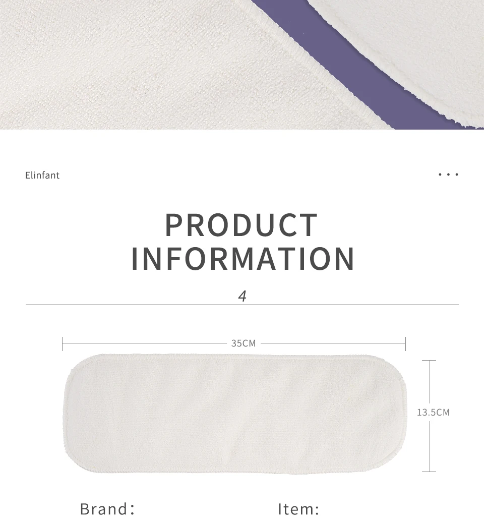 Elinfant 10pcs 3 layers microfiber cloth diaper nappy insert super absorbent 35x13.5cm fit baby cloth pocket diaper images - 6