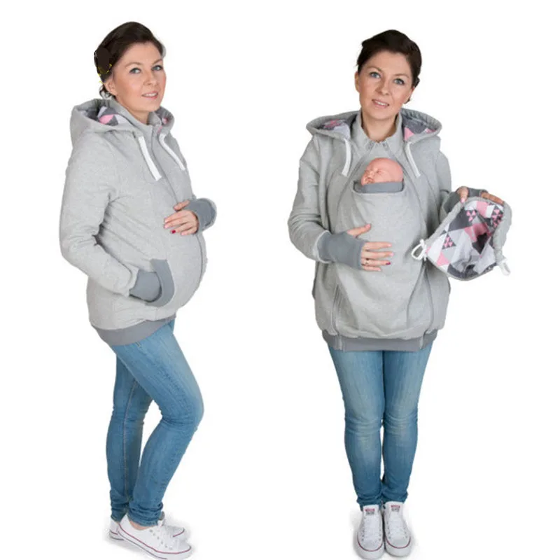 New Fashion Baby Carrier Jacket Kangaroo Warm Maternity Hoodies Women